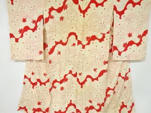 アンティーク　錦紗梅菊楓模様長襦袢